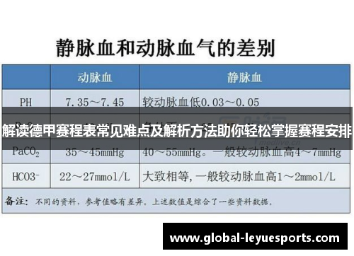 解读德甲赛程表常见难点及解析方法助你轻松掌握赛程安排